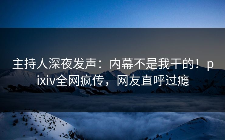 主持人深夜发声：内幕不是我干的！pixiv全网疯传，网友直呼过瘾