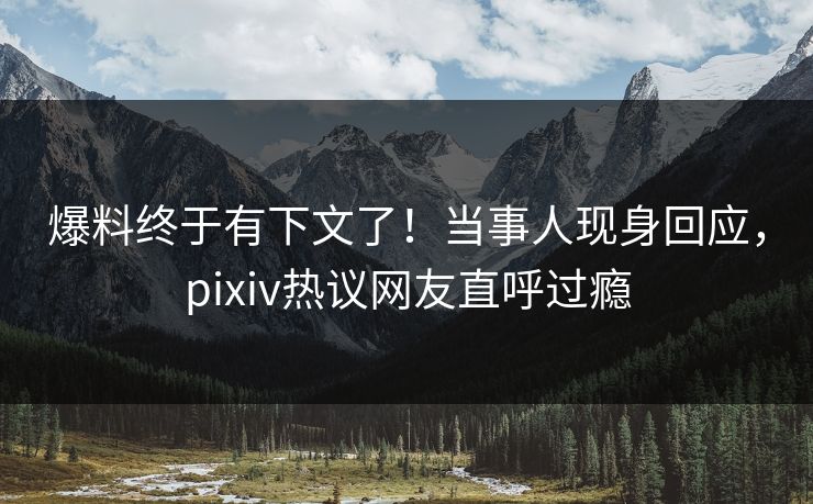 爆料终于有下文了！当事人现身回应，pixiv热议网友直呼过瘾