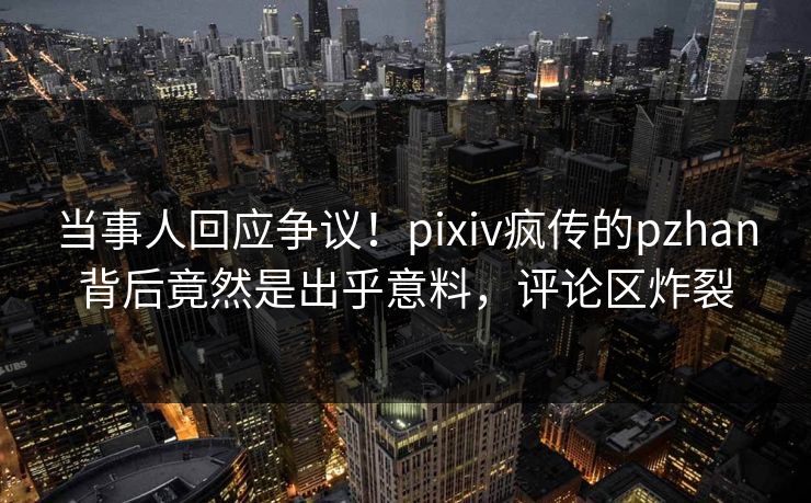 当事人回应争议！pixiv疯传的pzhan背后竟然是出乎意料，评论区炸裂