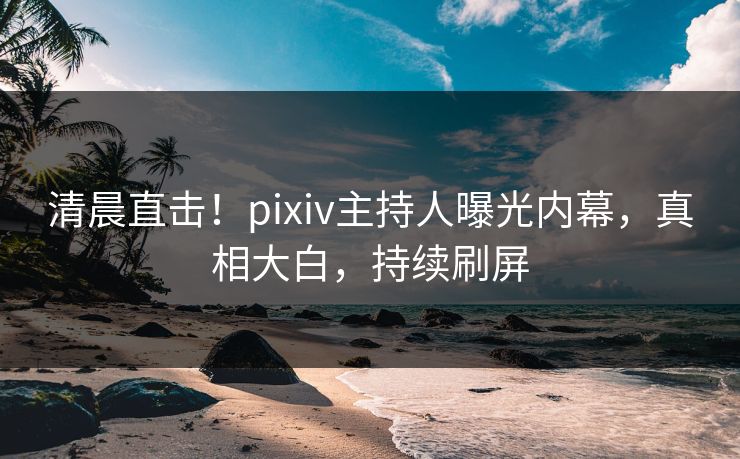 清晨直击！pixiv主持人曝光内幕，真相大白，持续刷屏