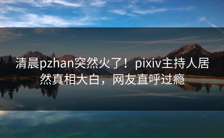 清晨pzhan突然火了！pixiv主持人居然真相大白，网友直呼过瘾
