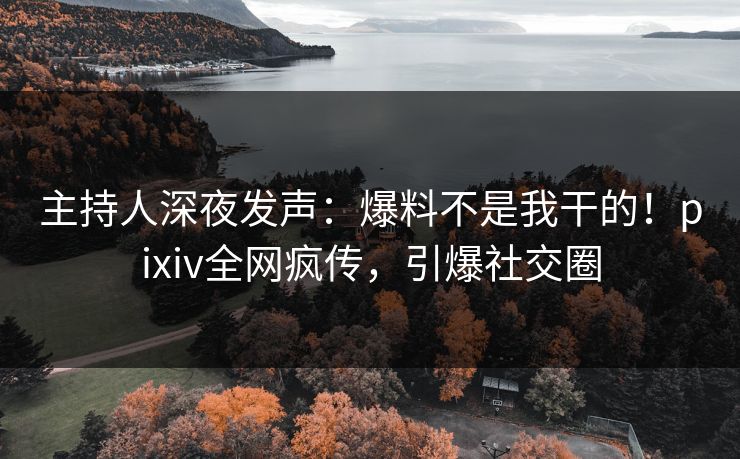 主持人深夜发声：爆料不是我干的！pixiv全网疯传，引爆社交圈