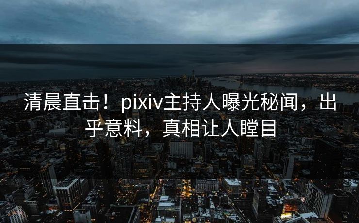 清晨直击！pixiv主持人曝光秘闻，出乎意料，真相让人瞠目