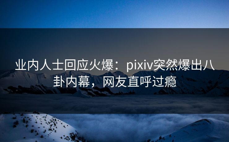 业内人士回应火爆：pixiv突然爆出八卦内幕，网友直呼过瘾