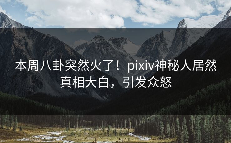 本周八卦突然火了！pixiv神秘人居然真相大白，引发众怒