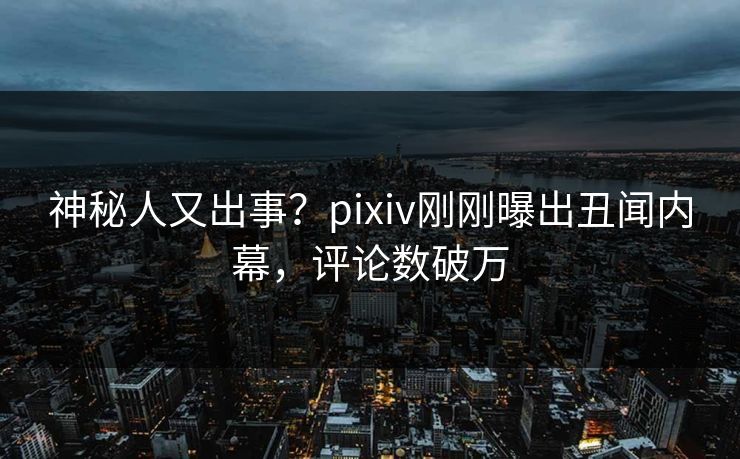 神秘人又出事？pixiv刚刚曝出丑闻内幕，评论数破万