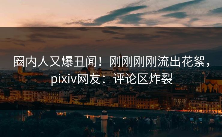 圈内人又爆丑闻！刚刚刚刚流出花絮，pixiv网友：评论区炸裂