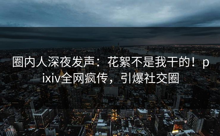 圈内人深夜发声：花絮不是我干的！pixiv全网疯传，引爆社交圈