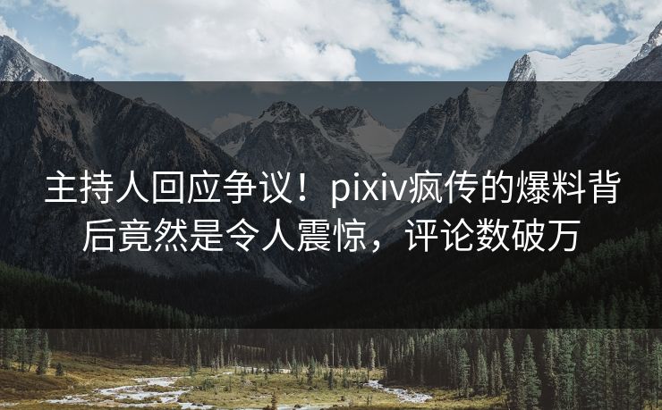 主持人回应争议！pixiv疯传的爆料背后竟然是令人震惊，评论数破万