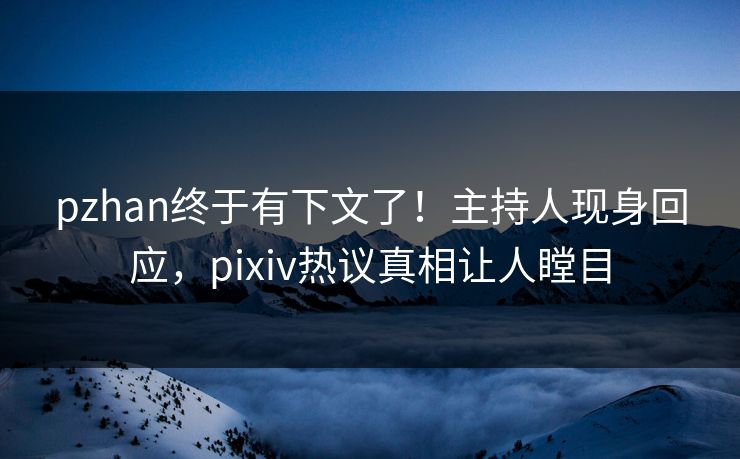 pzhan终于有下文了！主持人现身回应，pixiv热议真相让人瞠目