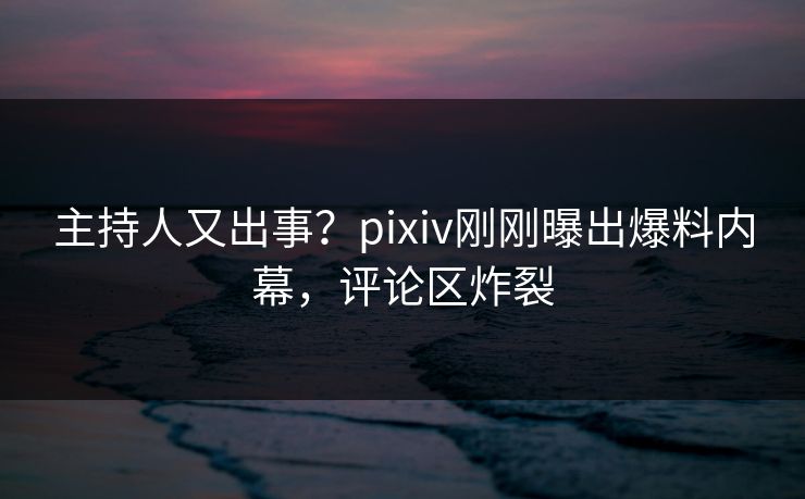 主持人又出事？pixiv刚刚曝出爆料内幕，评论区炸裂