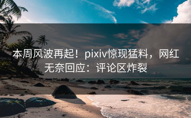 本周风波再起！pixiv惊现猛料，网红无奈回应：评论区炸裂
