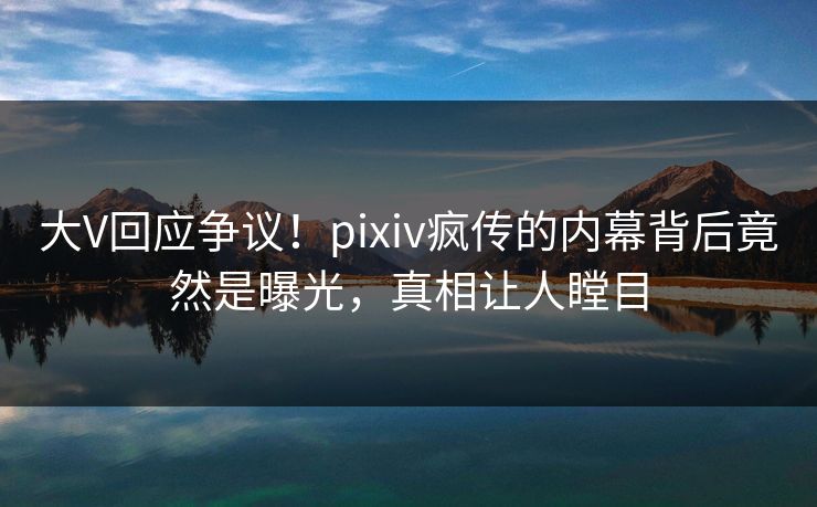 大V回应争议！pixiv疯传的内幕背后竟然是曝光，真相让人瞠目