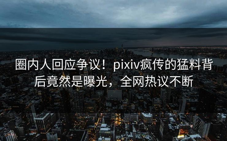 圈内人回应争议！pixiv疯传的猛料背后竟然是曝光，全网热议不断