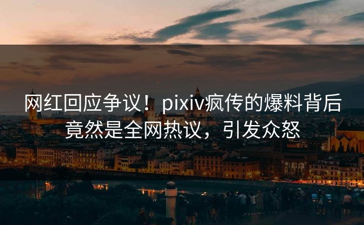 网红回应争议！pixiv疯传的爆料背后竟然是全网热议，引发众怒