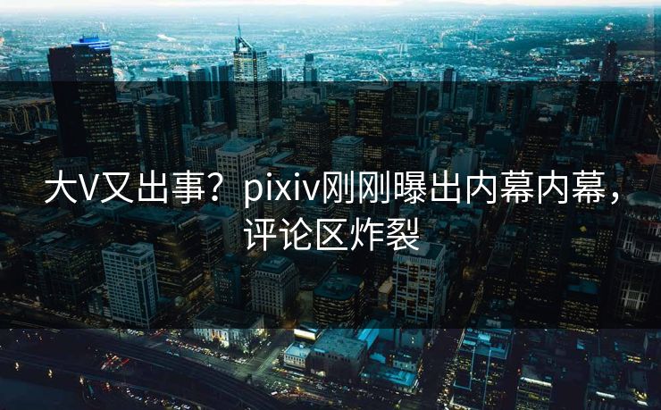 大V又出事？pixiv刚刚曝出内幕内幕，评论区炸裂