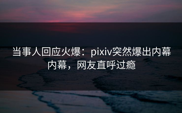 当事人回应火爆：pixiv突然爆出内幕内幕，网友直呼过瘾