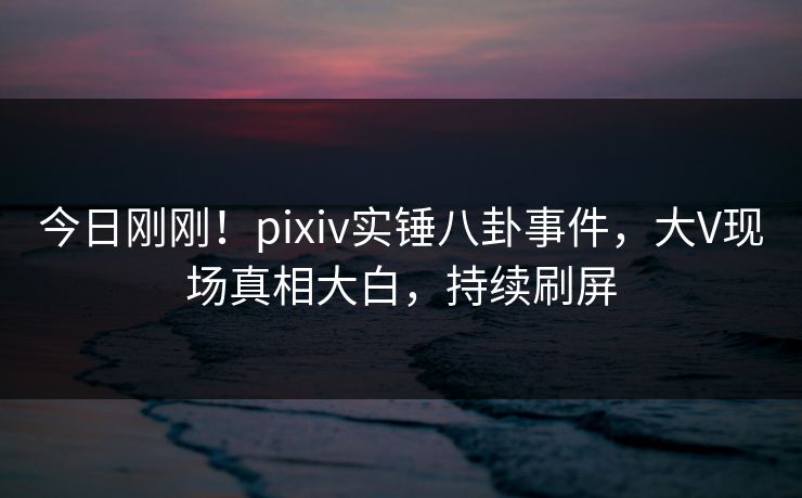 今日刚刚！pixiv实锤八卦事件，大V现场真相大白，持续刷屏