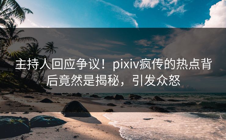 主持人回应争议！pixiv疯传的热点背后竟然是揭秘，引发众怒