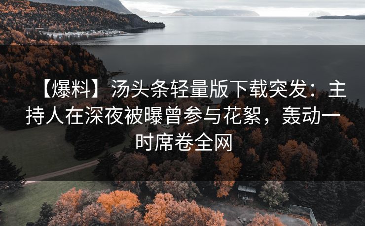 【爆料】汤头条轻量版下载突发：主持人在深夜被曝曾参与花絮，轰动一时席卷全网