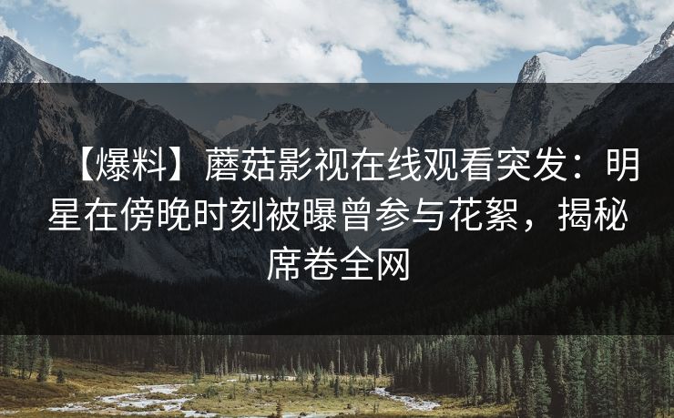 【爆料】蘑菇影视在线观看突发：明星在傍晚时刻被曝曾参与花絮，揭秘席卷全网