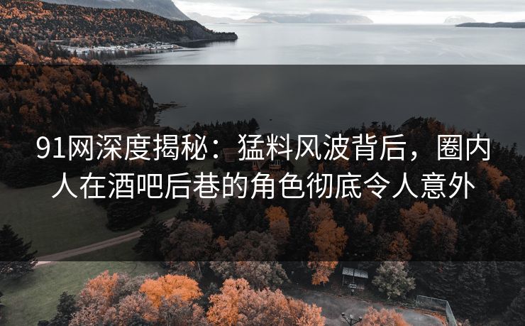 91网深度揭秘：猛料风波背后，圈内人在酒吧后巷的角色彻底令人意外