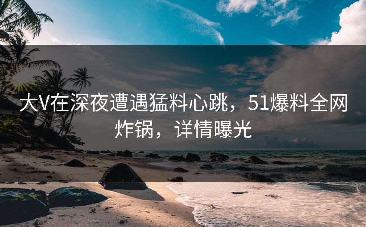 大V在深夜遭遇猛料心跳，51爆料全网炸锅，详情曝光